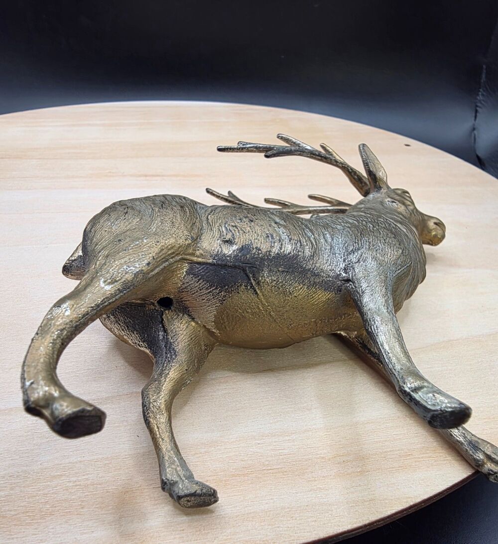 Brass Tone Elk Stag Deer Figurines Set of 3 Wildlife Vintage Made In Japan - Picture 7 of 16